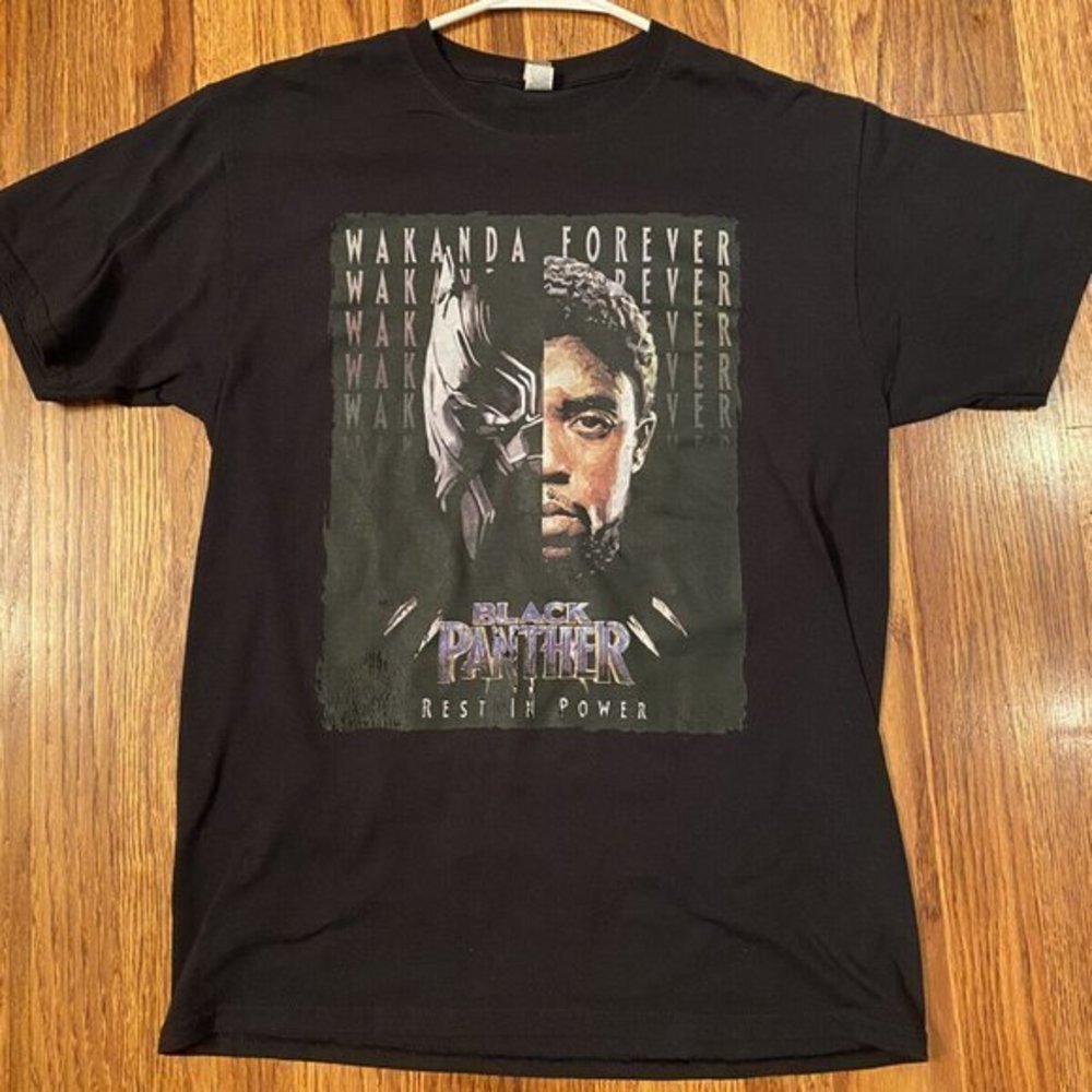Black Panther Wakanda Forever T Shirt Black “Rest In Power” Chadwick Boseman